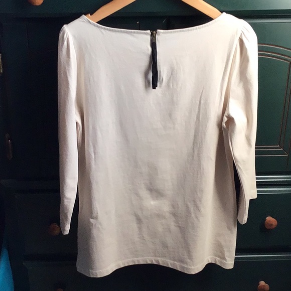 LOFT 👠Cotton 3/4 sleeve top cute zipper in back - Picture 3 of 12